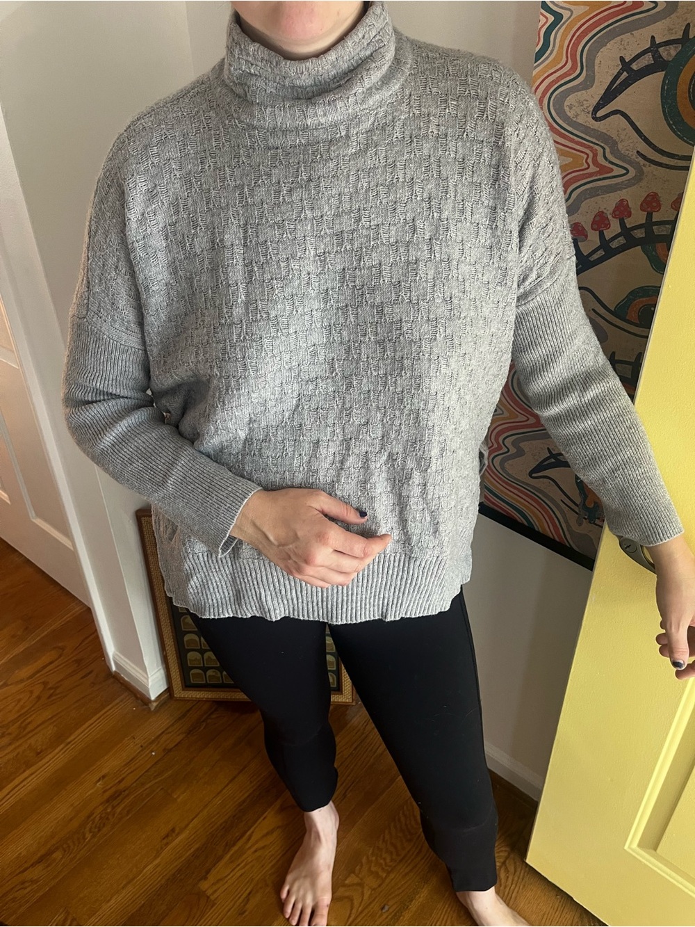 Vince Camuto Light Gray Textured Turtleneck Sweater